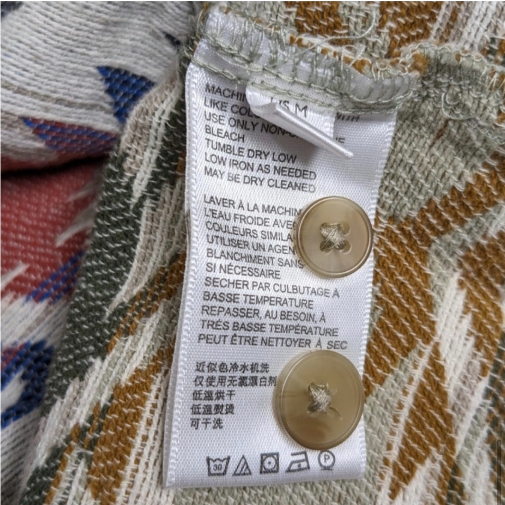 Urban Outfitters Mens Jacquard Flannel Woven Shirt M Aztec Shacket - Picture 6 of 9